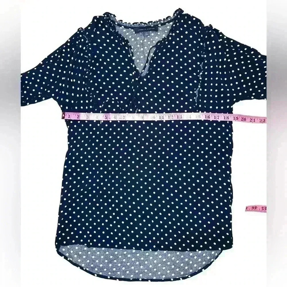 Tommy Hilfiger Womens Polkadot Navy/White Ruffle Blouse Size Small - Picture 8 of 11